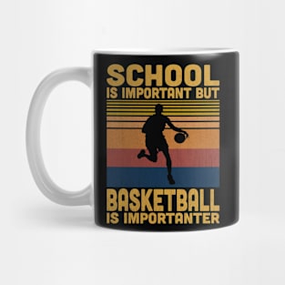 School Is Important But Basketball Is Importanter Retro Basketball Lover Mug